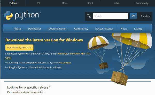 Pythonダウンロードページ