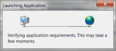 Launching Applicationダイアログ・ボックス