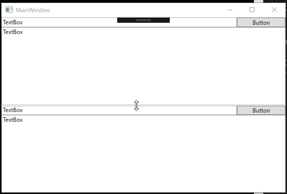 GridSplitterによるドラッグ可能な仕切りとテキストボックスとボタン