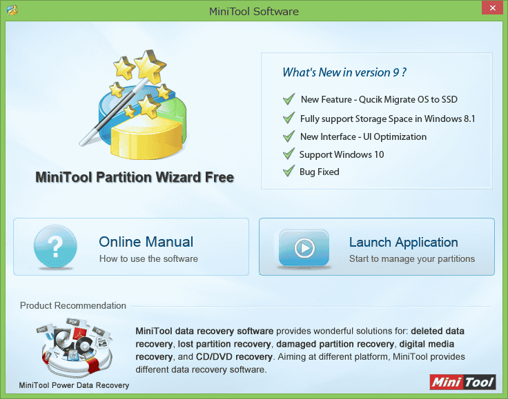 MiniTool Partition Wizardを起動します。