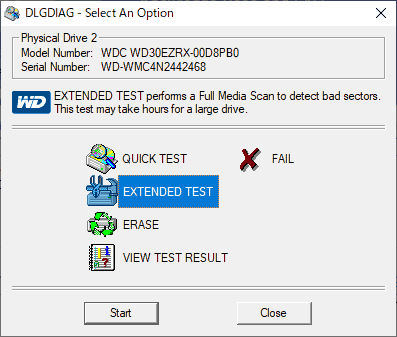 Quick Testに失敗している場合の表示