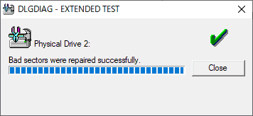 Repairが終了しました。