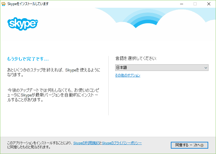 インストールが始まります。